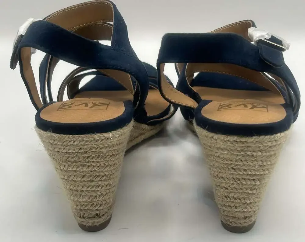 DV8 by Dolce Vita Navy Suede Strappy Espadrille Wedge Sandals